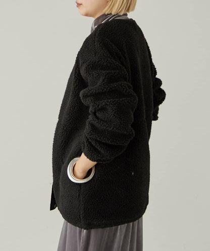 無領羊羔絨夾克