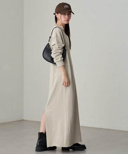 【Loungedress】內襯毛圈開領連衣裙