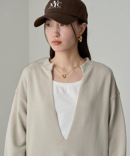 【Loungedress】內襯毛圈開領連衣裙