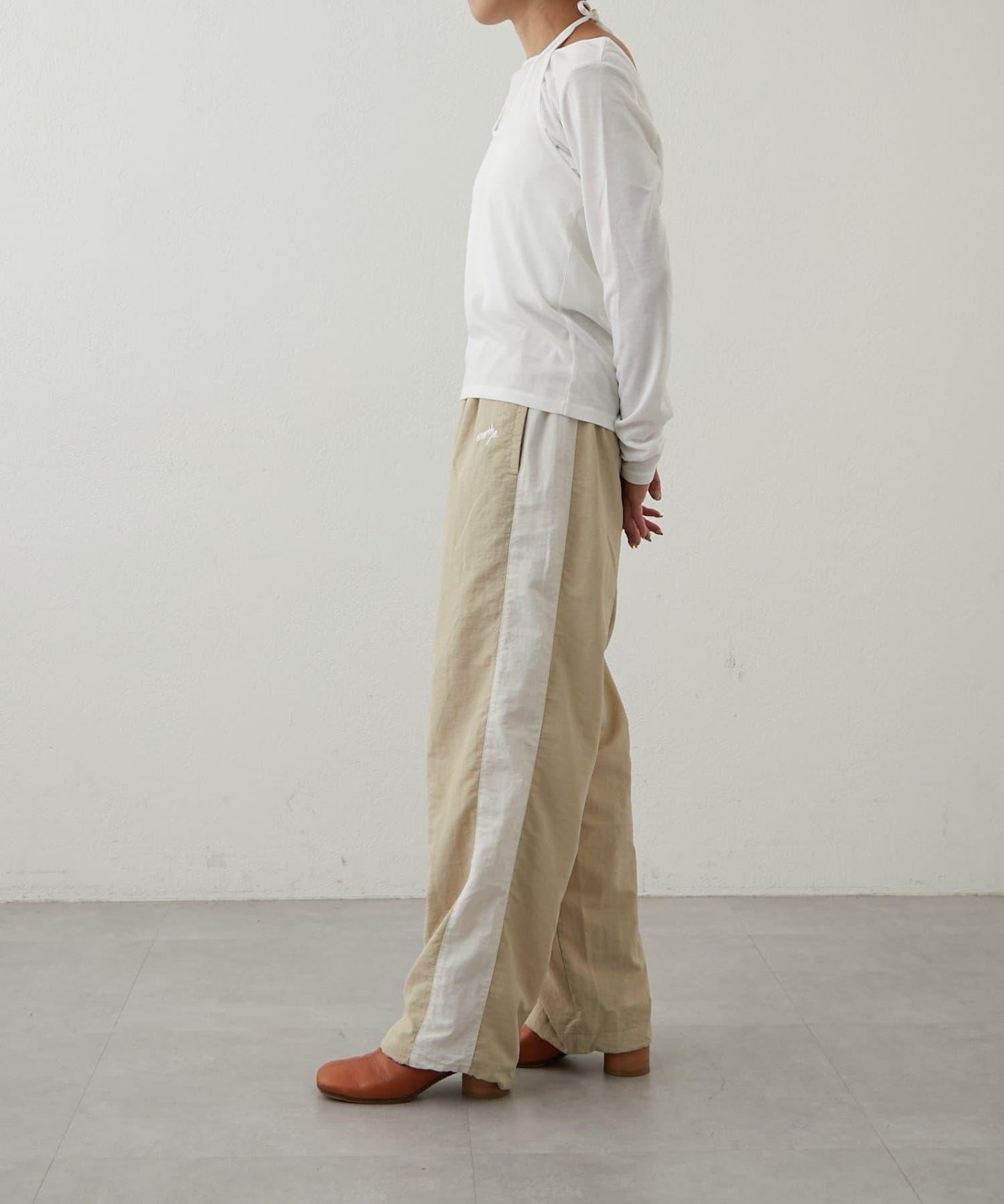 【earthy_】尼龍拼接休閒褲