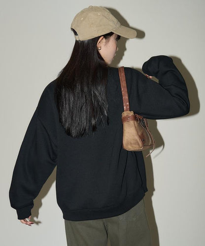 波浪藝術發泡印花圓領衛衣