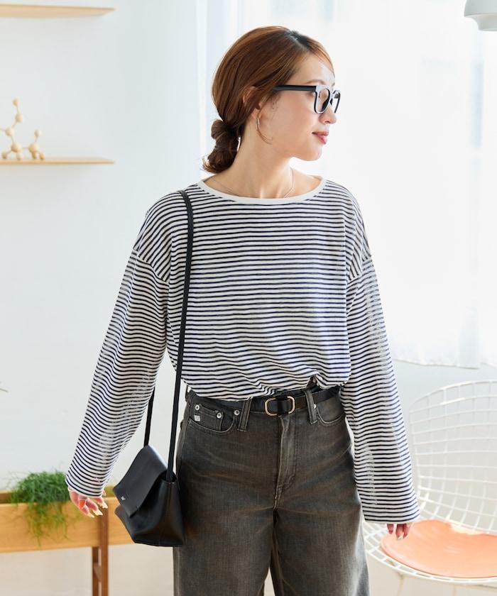 透視條紋長袖T恤