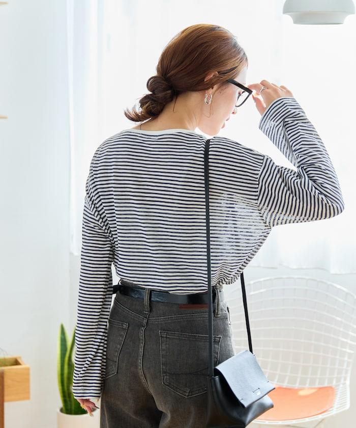 透視條紋長袖T恤