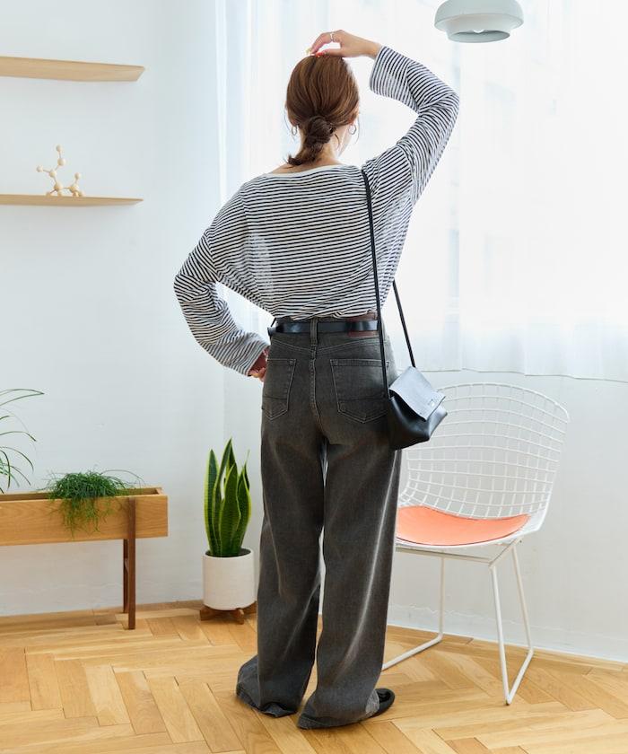 透視條紋長袖T恤