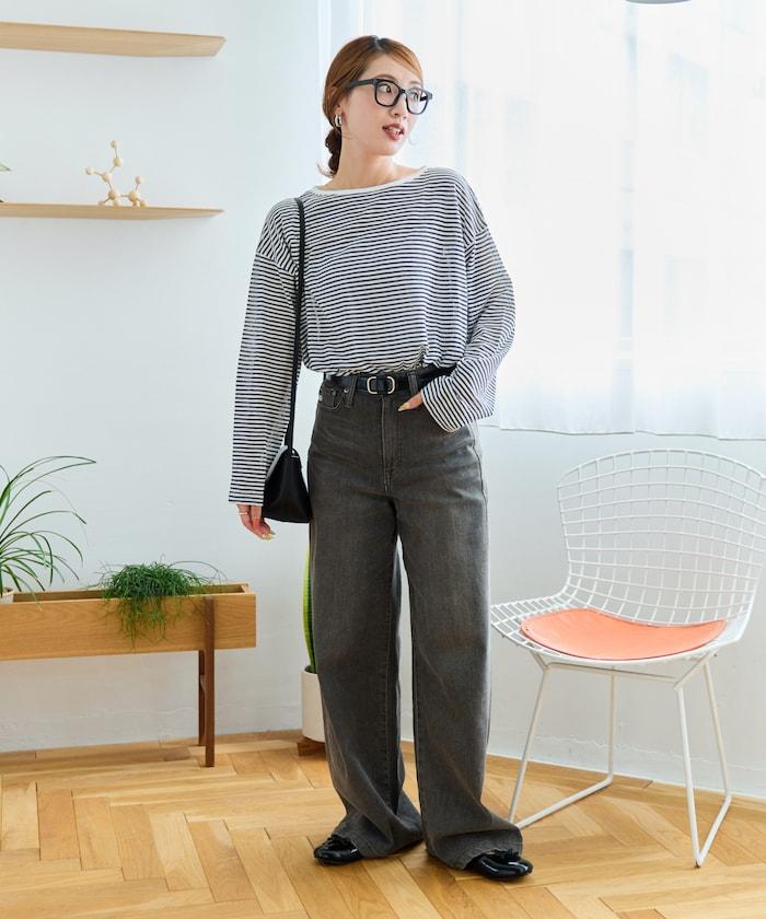 透視條紋長袖T恤