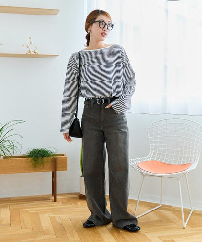 透視條紋長袖T恤