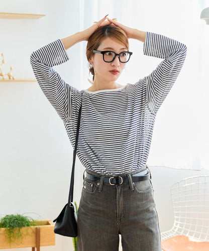 透視條紋長袖T恤