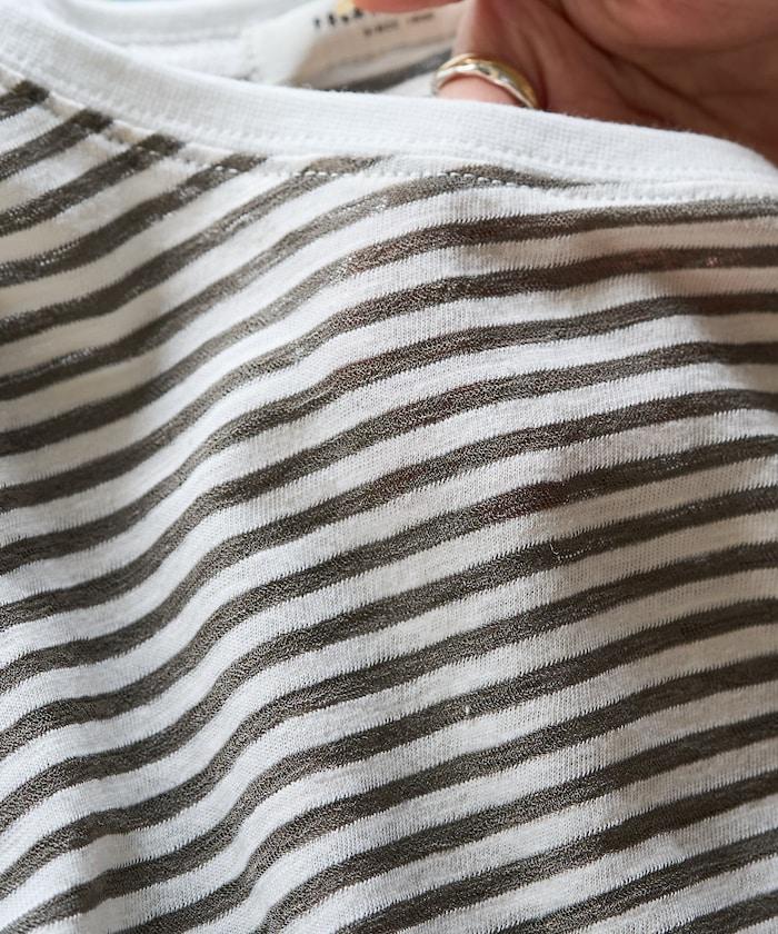 透視條紋長袖T恤