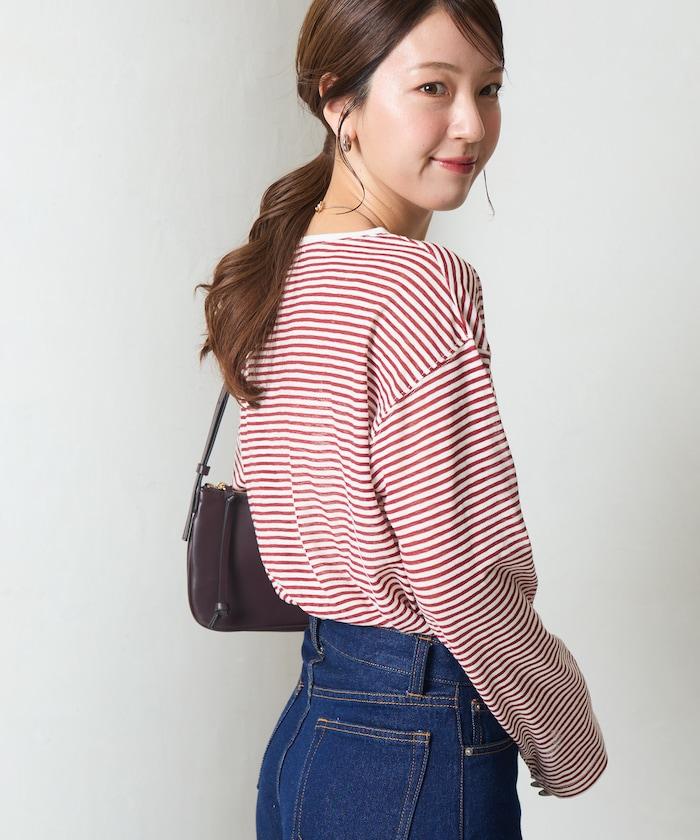 透視條紋長袖T恤