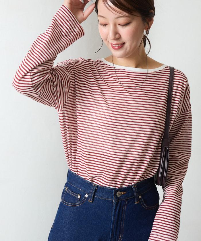 透視條紋長袖T恤