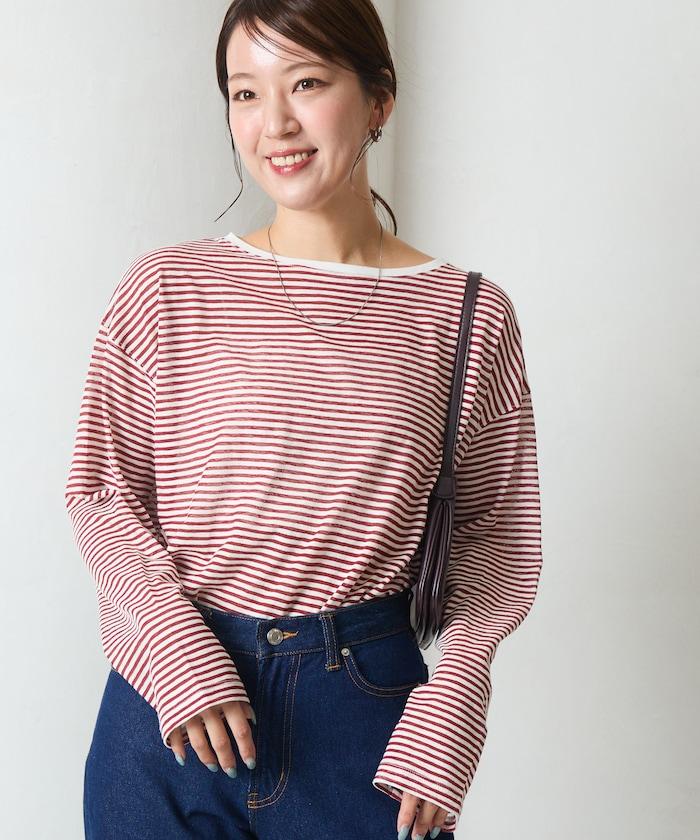 透視條紋長袖T恤