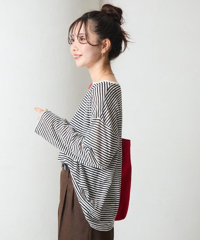 透視條紋長袖T恤