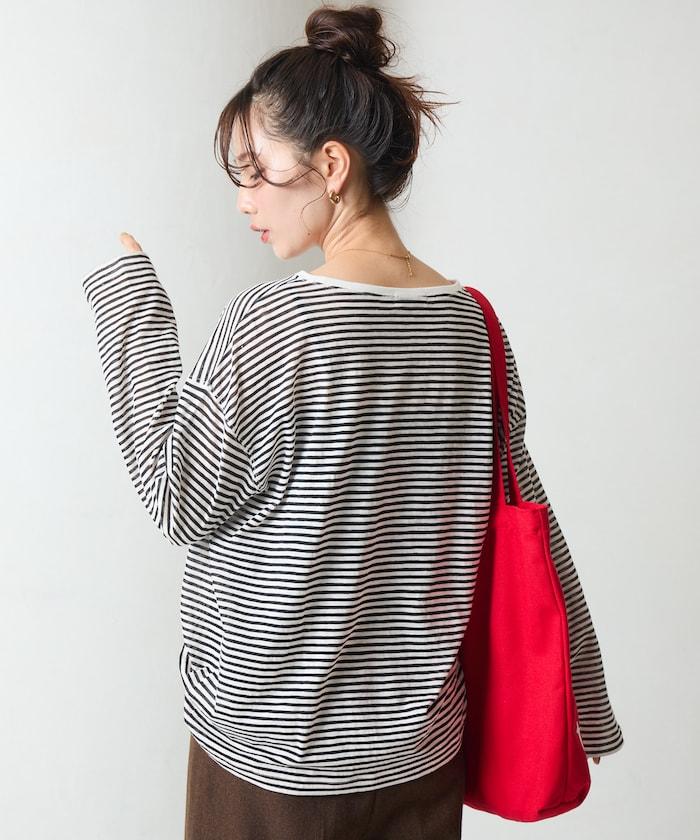 透視條紋長袖T恤