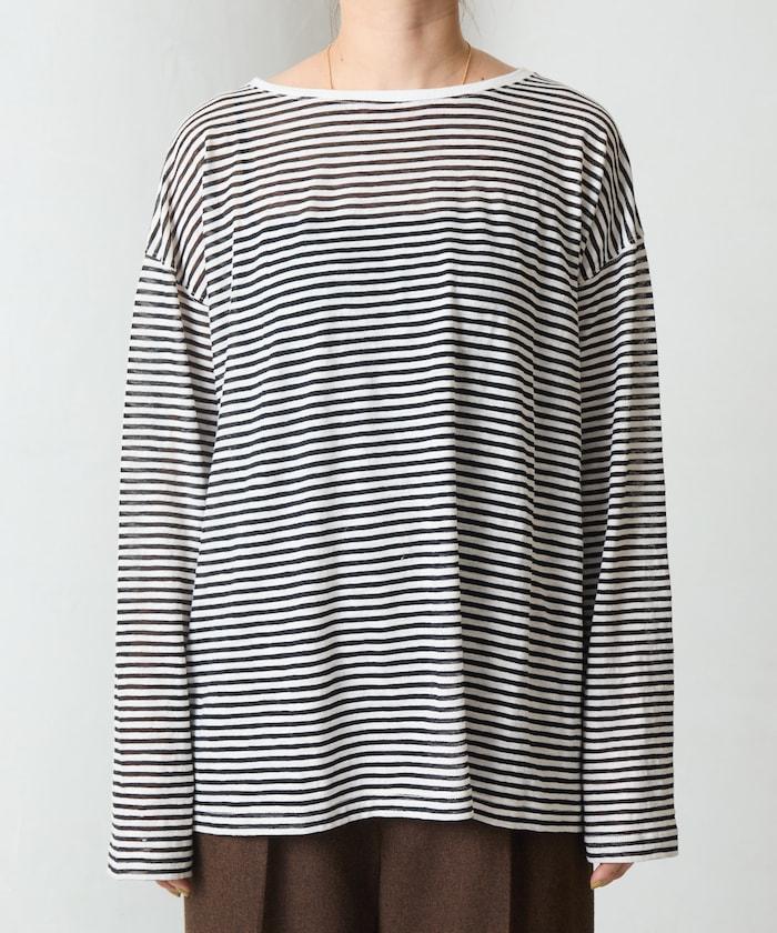 透視條紋長袖T恤
