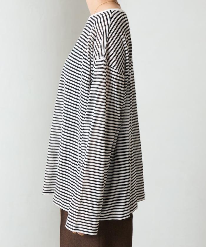 透視條紋長袖T恤