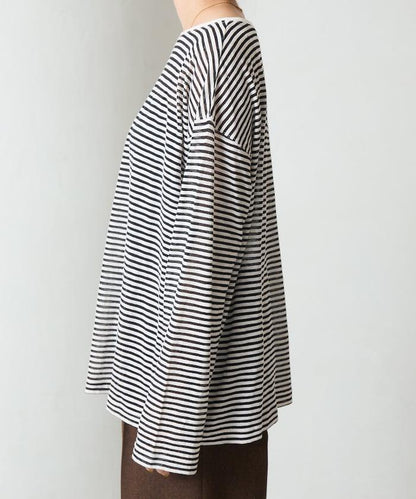 透視條紋長袖T恤