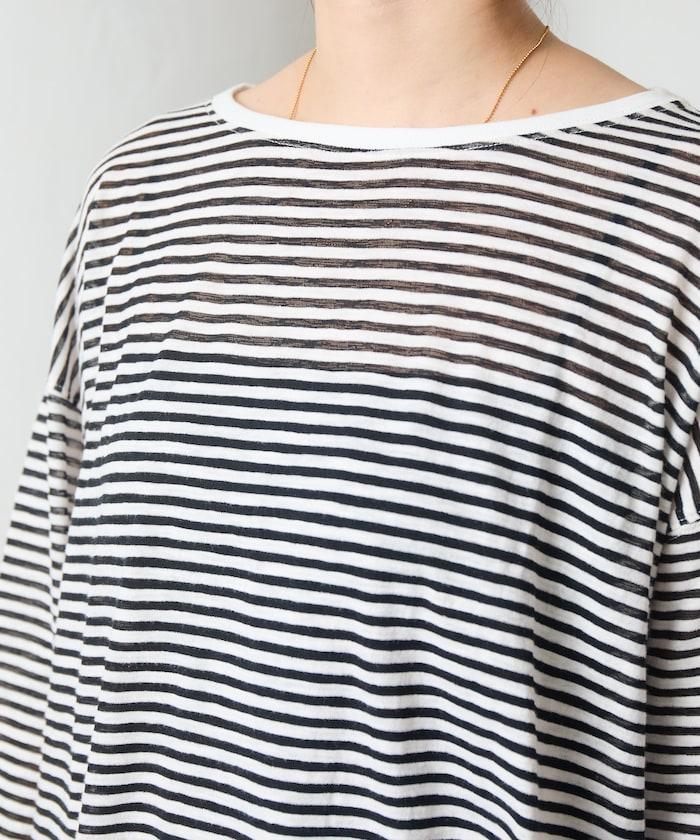 透視條紋長袖T恤