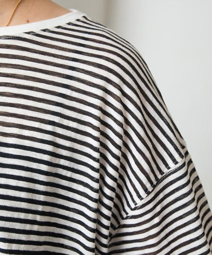 透視條紋長袖T恤