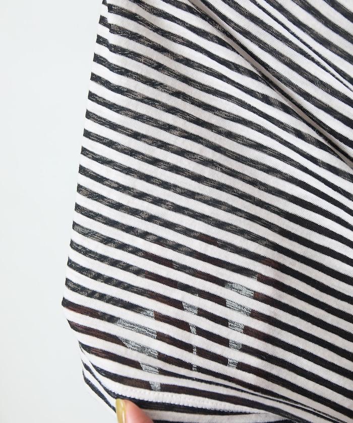 透視條紋長袖T恤