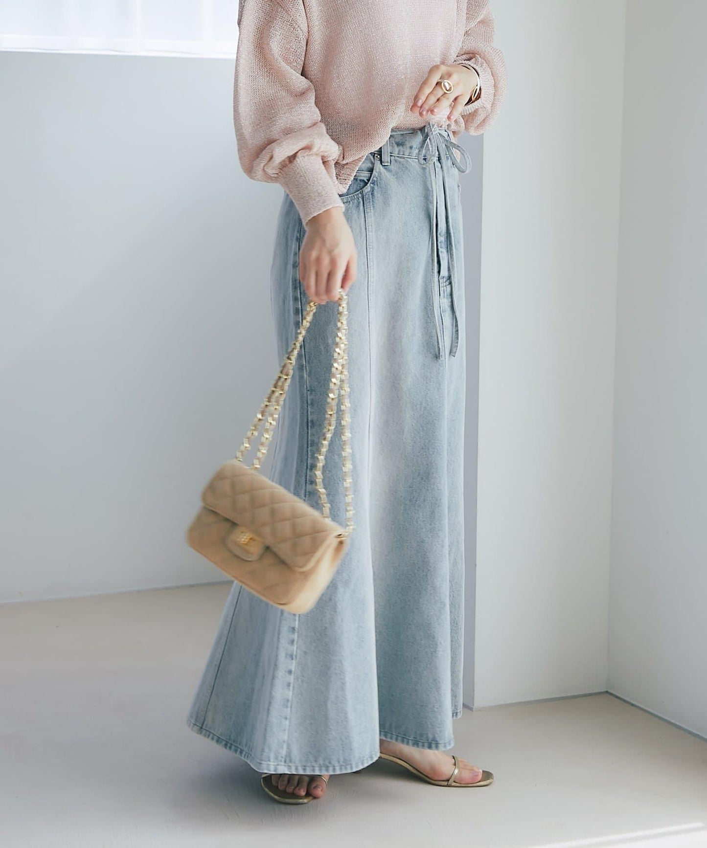 蝴蝶結牛仔美人魚長裙