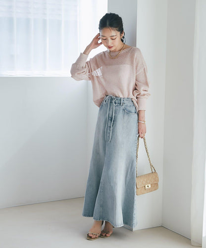 蝴蝶結牛仔美人魚長裙