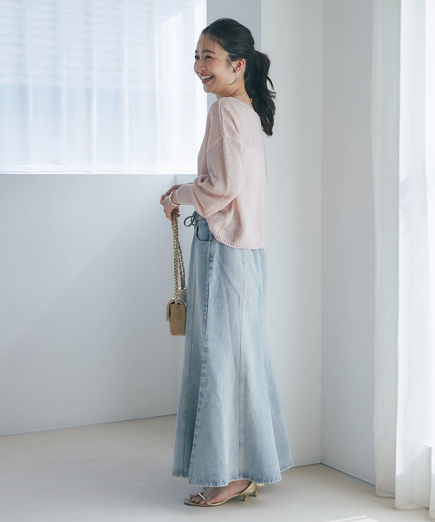 蝴蝶結牛仔美人魚長裙