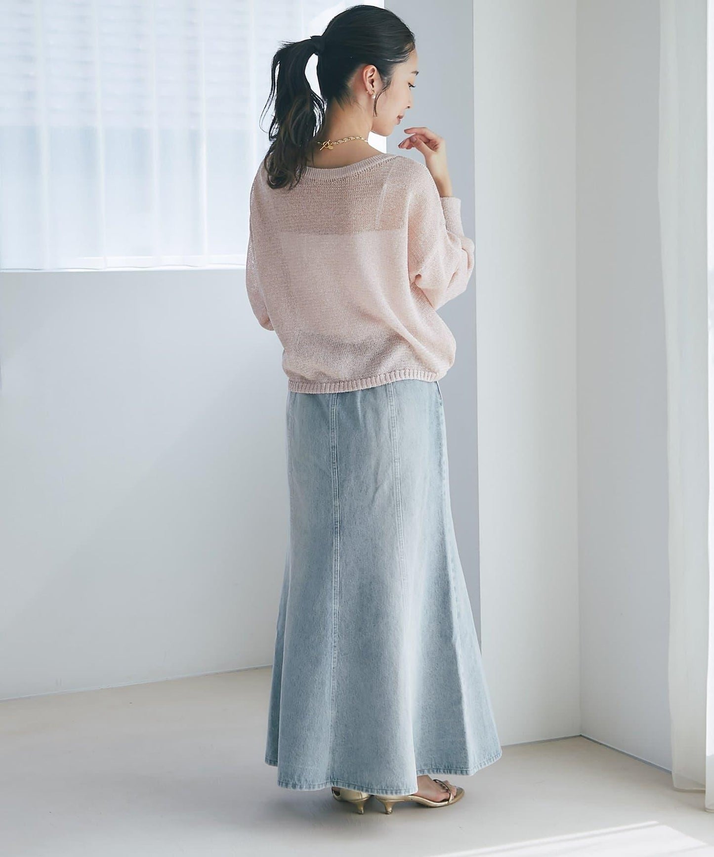 蝴蝶結牛仔美人魚長裙