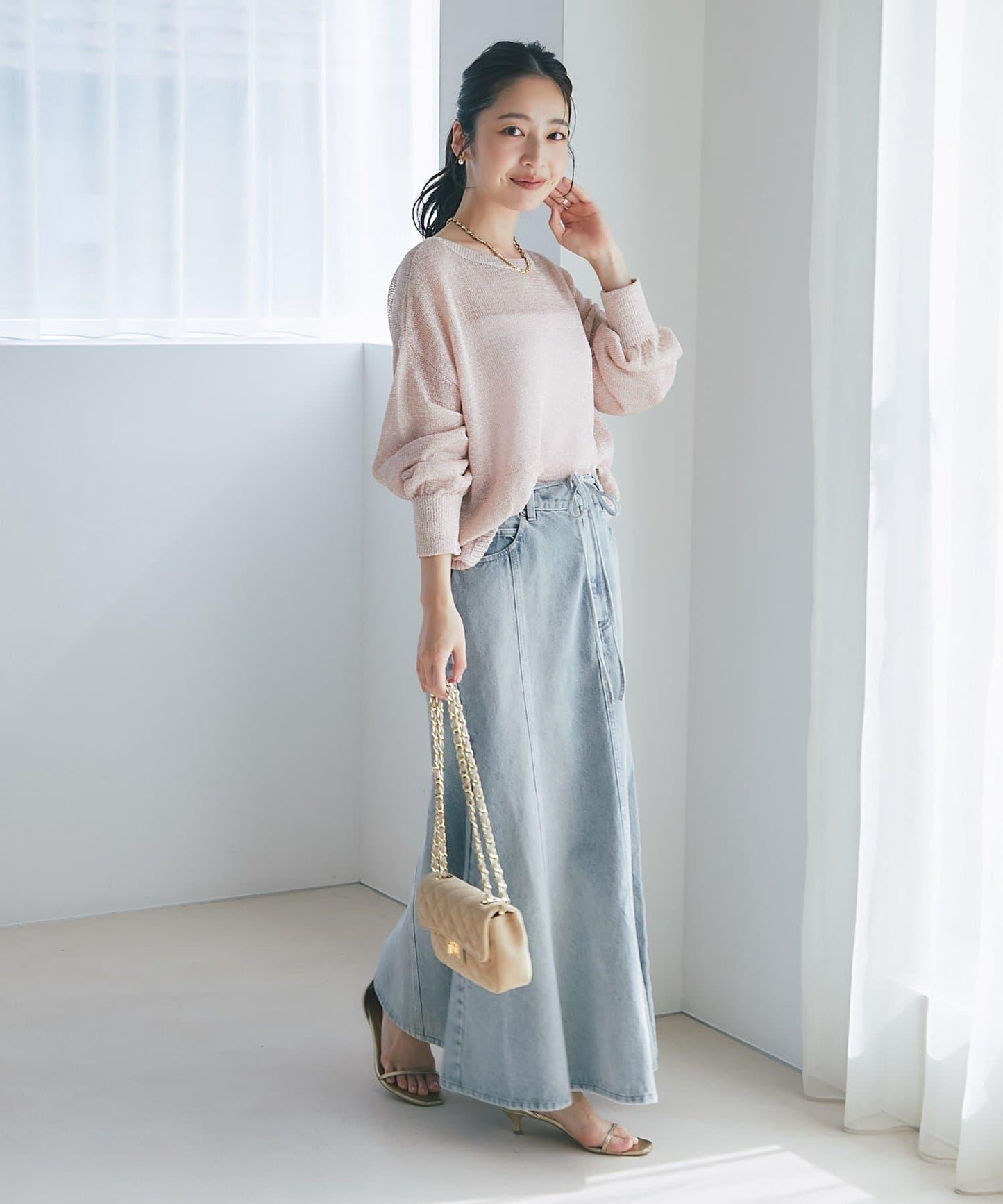 蝴蝶結牛仔美人魚長裙