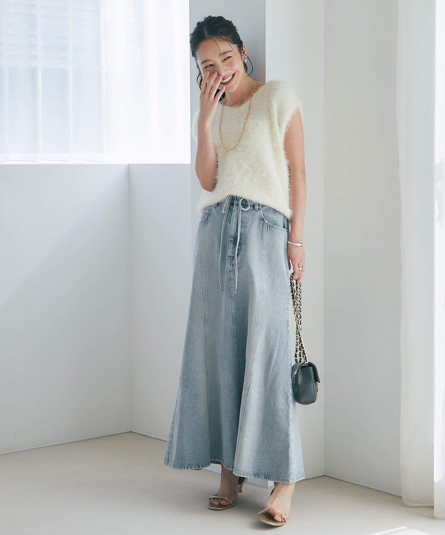 蝴蝶結牛仔美人魚長裙