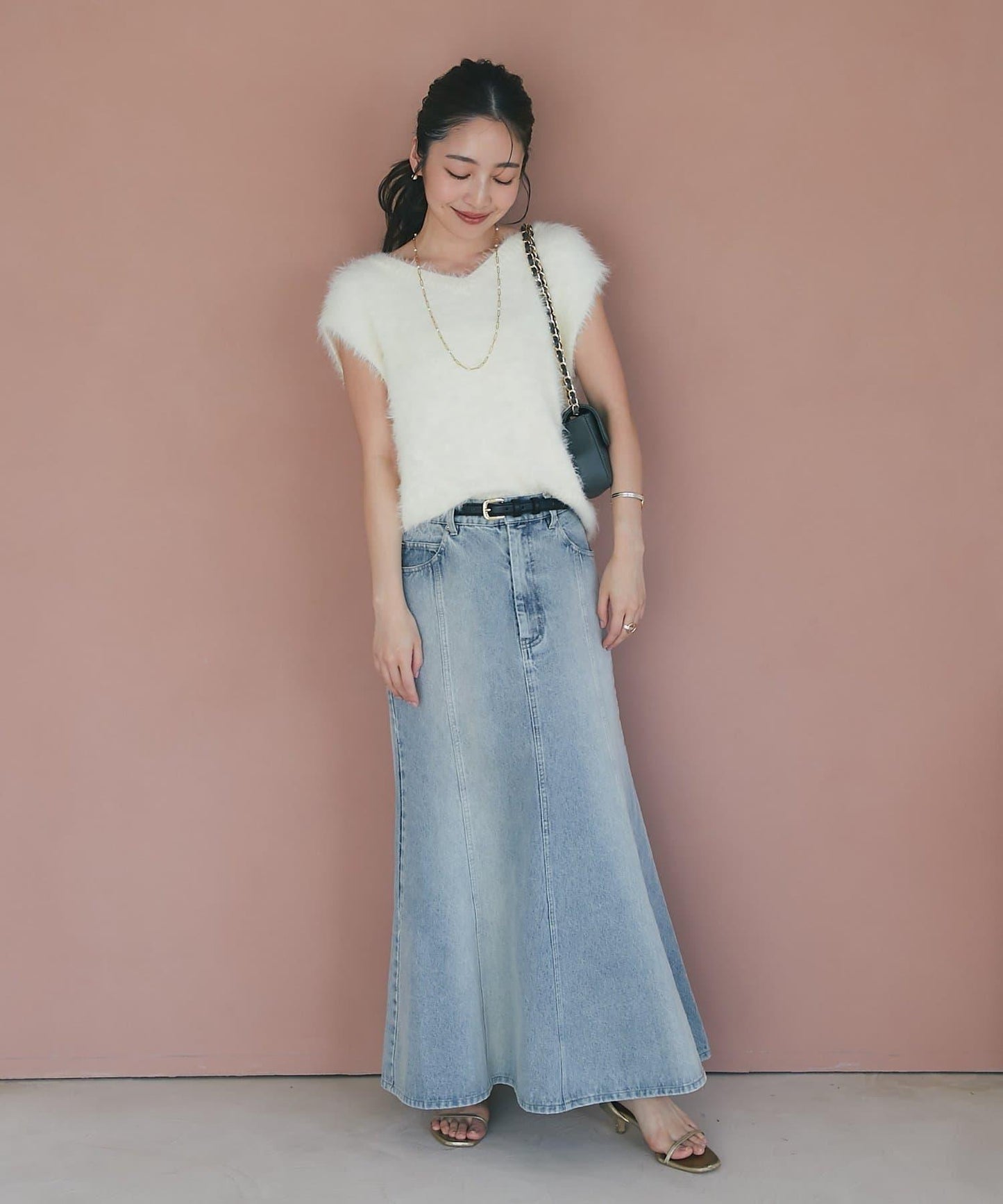 蝴蝶結牛仔美人魚長裙