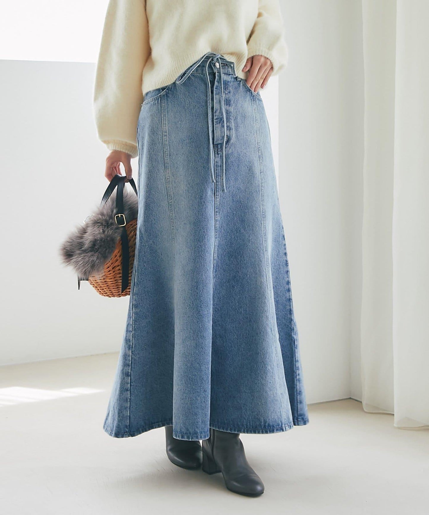 蝴蝶結牛仔美人魚長裙