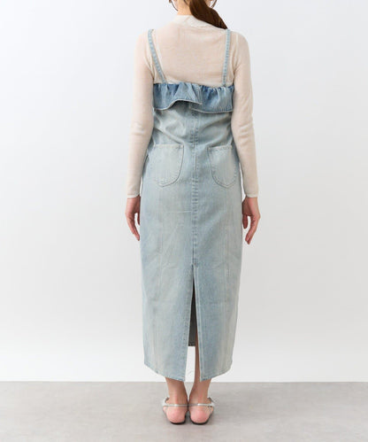 【La boutique BonBon】珍珠裝飾牛仔吊帶連衣裙