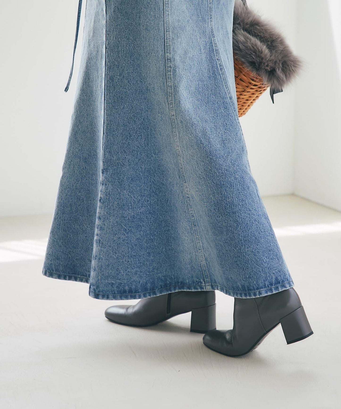 蝴蝶結牛仔美人魚長裙