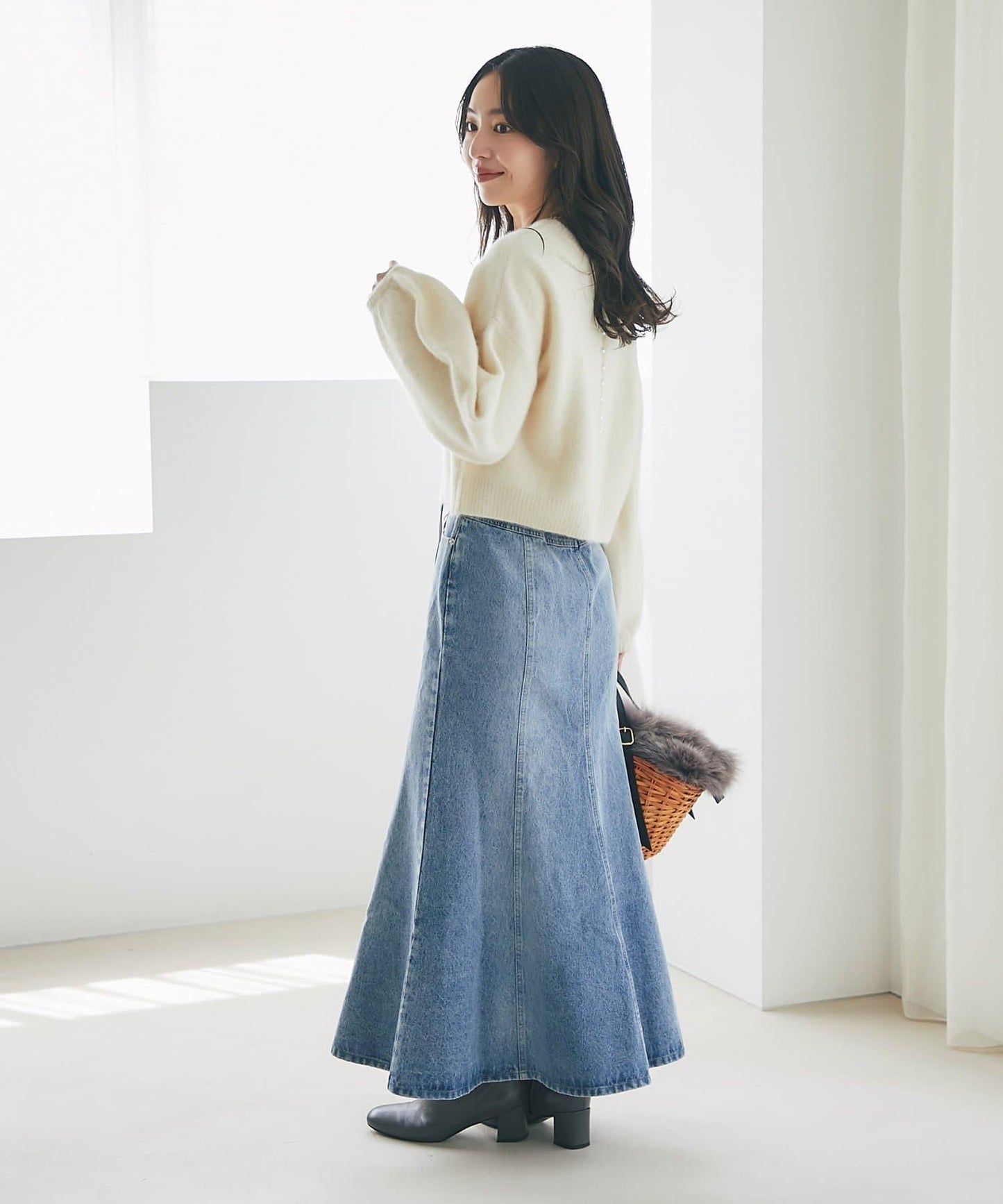 蝴蝶結牛仔美人魚長裙