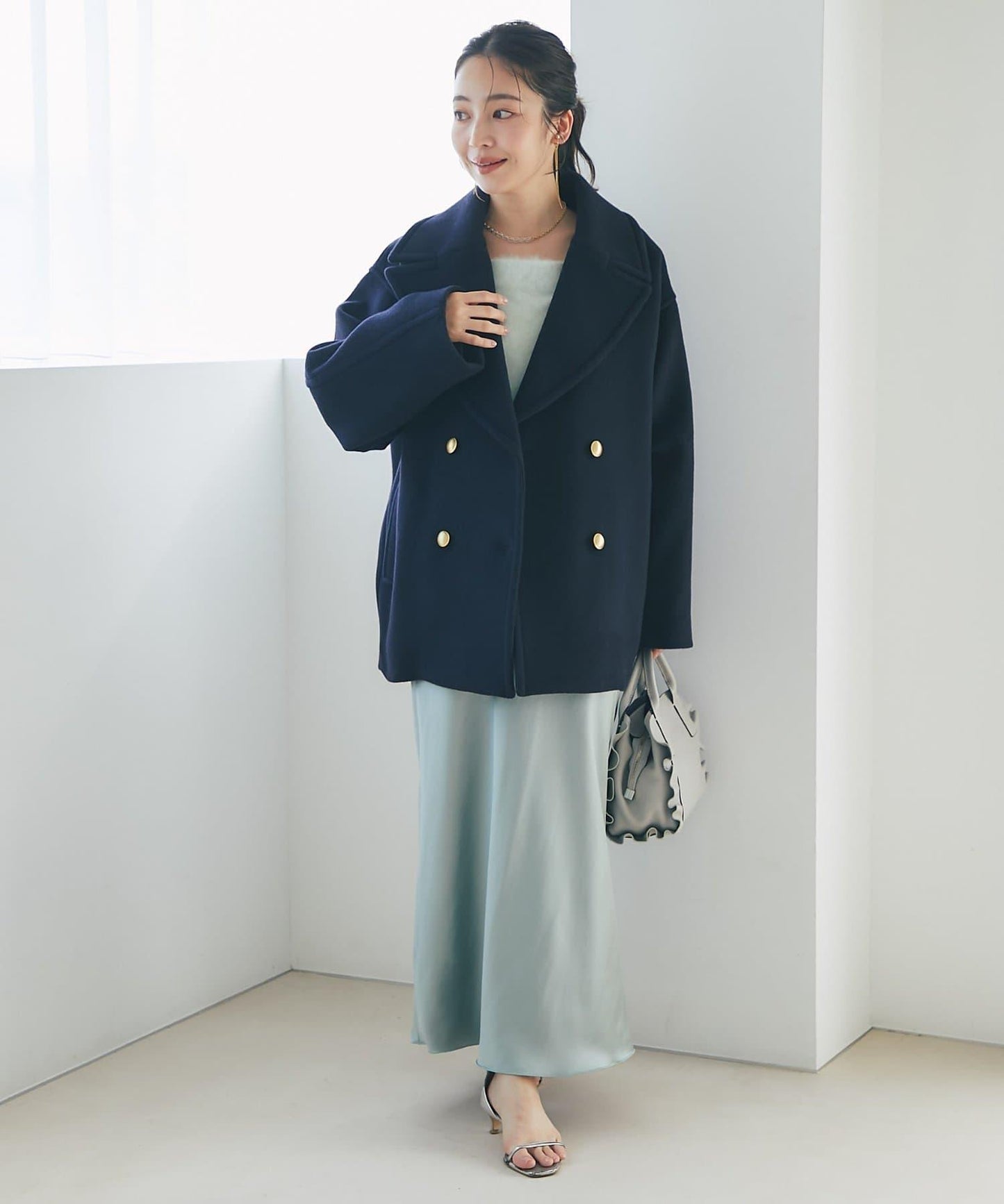 【miki監修】毛絨羊毛羊絨混紡一字肩針織衫