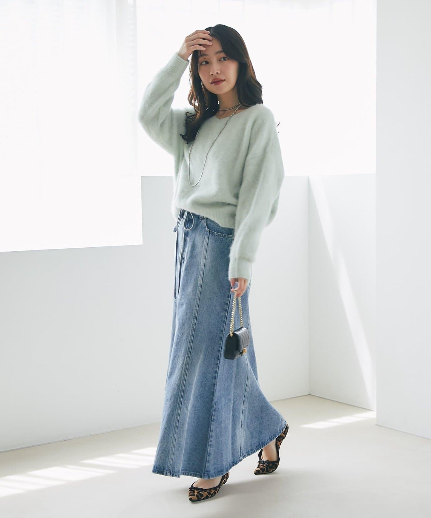 蝴蝶結牛仔美人魚長裙