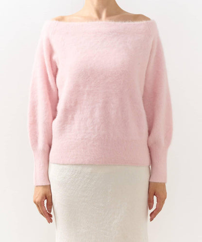 La boutique BonBon 毛感羊毛羊絨混紡露肩針織上衣