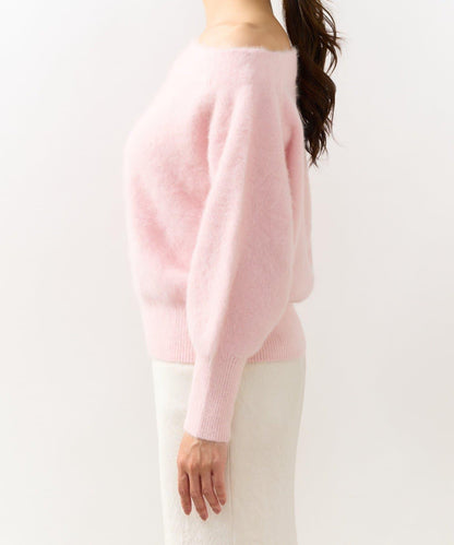 La boutique BonBon 毛感羊毛羊絨混紡露肩針織上衣