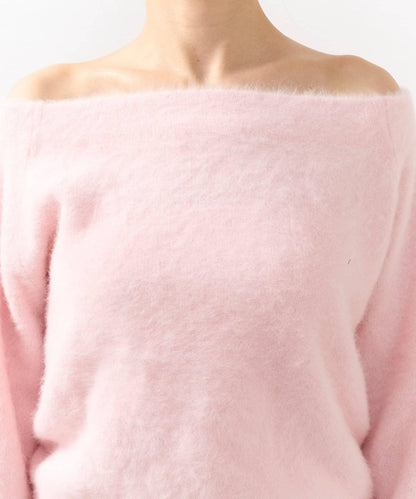 La boutique BonBon 毛感羊毛羊絨混紡露肩針織上衣