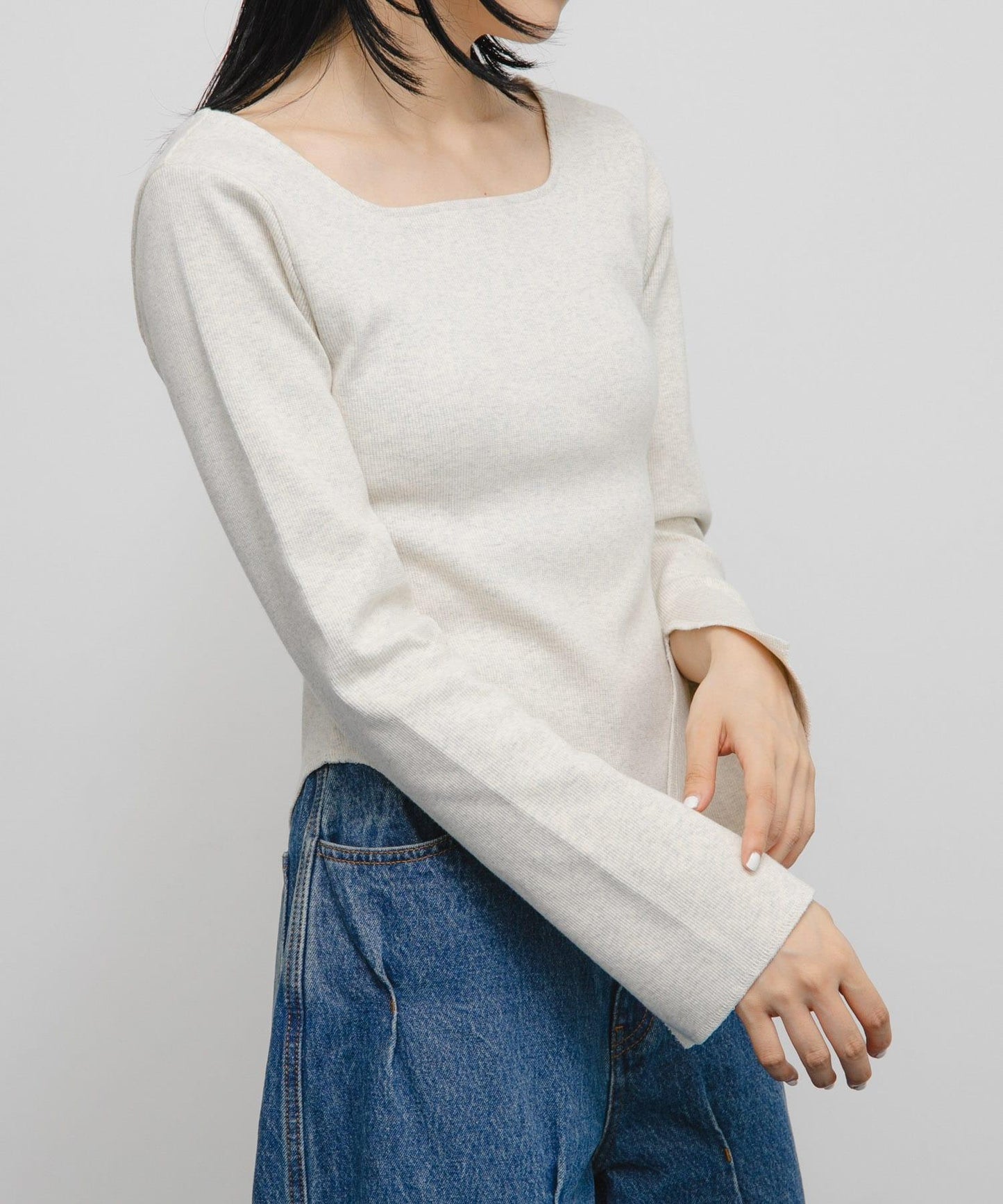 背部開口帶胸墊長袖T恤