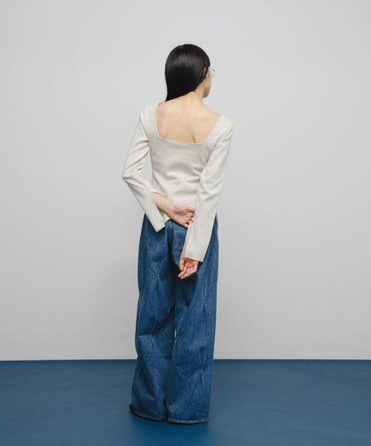 背部開口帶胸墊長袖T恤