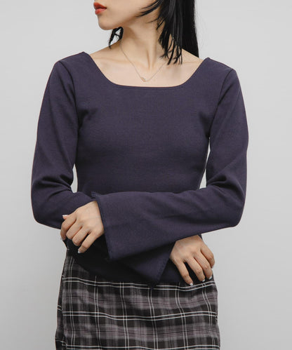 背部開口帶胸墊長袖T恤