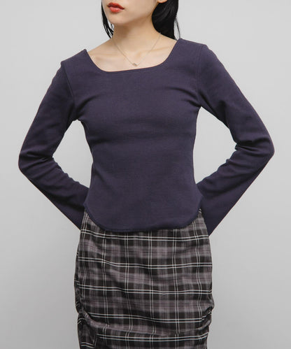 背部開口帶胸墊長袖T恤