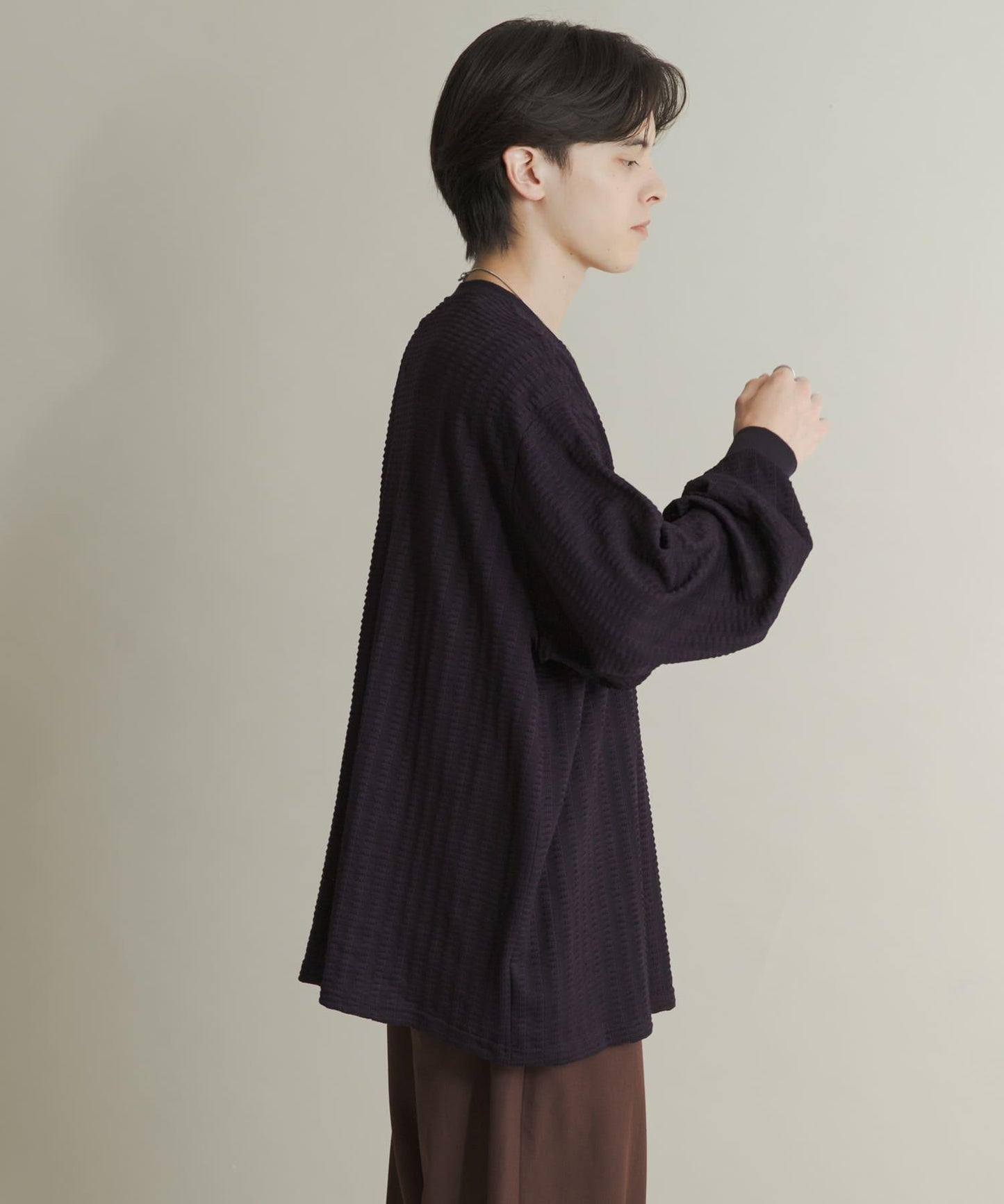 輕質華夫格圓領長袖T恤