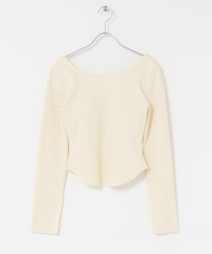 背部開口帶胸墊長袖T恤