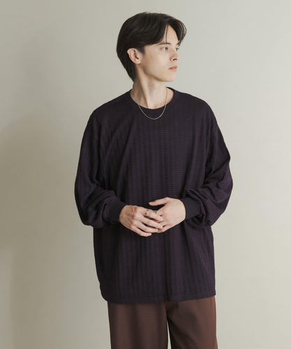 輕質華夫格圓領長袖T恤