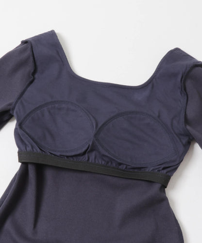 背部開口帶胸墊長袖T恤