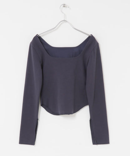 背部開口帶胸墊長袖T恤