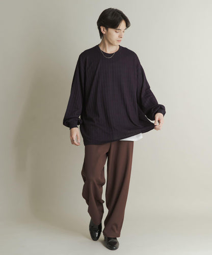 輕質華夫格圓領長袖T恤