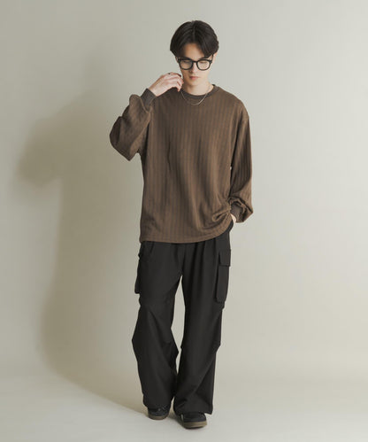 輕質華夫格圓領長袖T恤